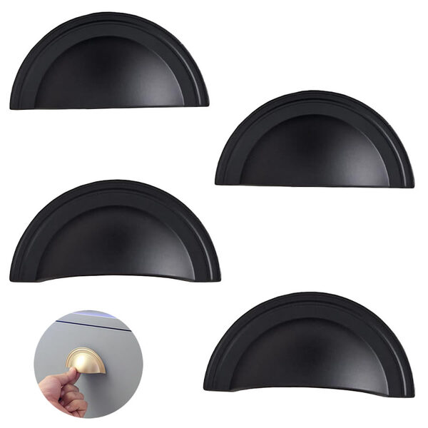 Puxador Concha Grenade Preto Fosco Torralba 64mm 4 Unidades