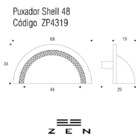 Puxador Concha Shell 48mm Cromado Zen Zp4319