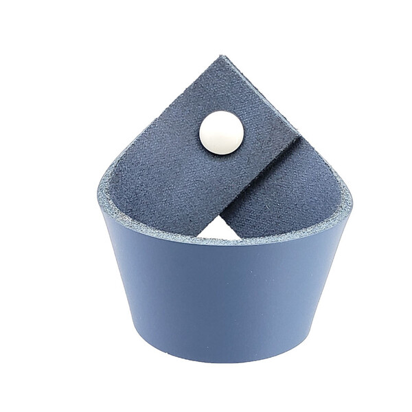 Puxador Coxi Parafuso - Couro Legítimo Azul - Parafuso Branco