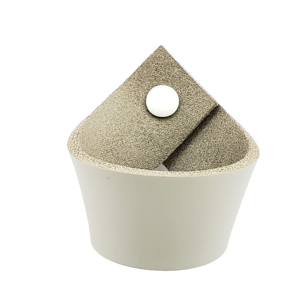 Puxador Coxi Parafuso - Couro Legítimo Cinza - Parafuso Branco