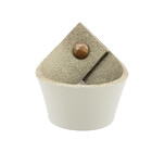 Puxador Coxi Parafuso - Couro Legítimo Cinza - Parafuso Marrom