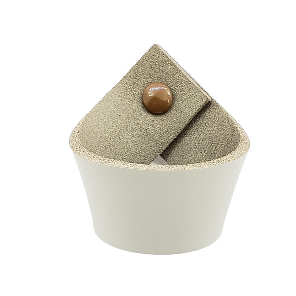 Puxador Coxi Parafuso - Couro Legítimo Cinza - Parafuso Marrom