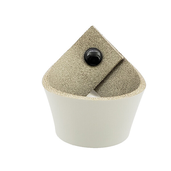 Puxador Coxi Parafuso - Couro Legítimo Cinza - Parafuso Preto