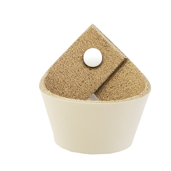 Puxador Coxi Parafuso - Couro Legítimo Creme - Parafuso Branco