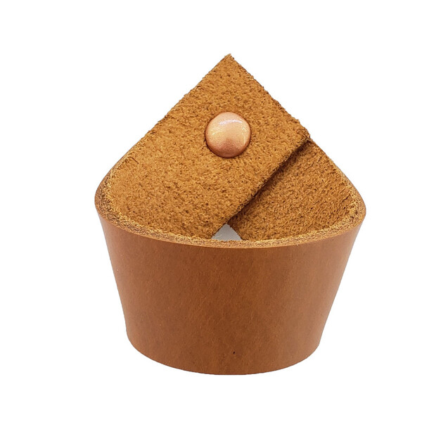 Puxador Coxi Parafuso - Couro Legítimo Marrom - Parafuso Cobre