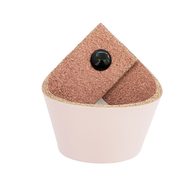 Puxador Coxi Parafuso - Couro Legítimo Rosa - Parafuso Preto