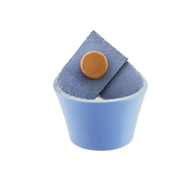 Puxador Coxi Tampa - Couro Legítimo Azul - Tampa Marrom