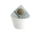 Puxador Coxi Tampa - Couro Legítimo Branco - Tampa Ouro Velho