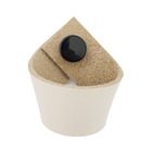 Puxador Coxi Tampa - Couro Legítimo Creme - Tampa Preta