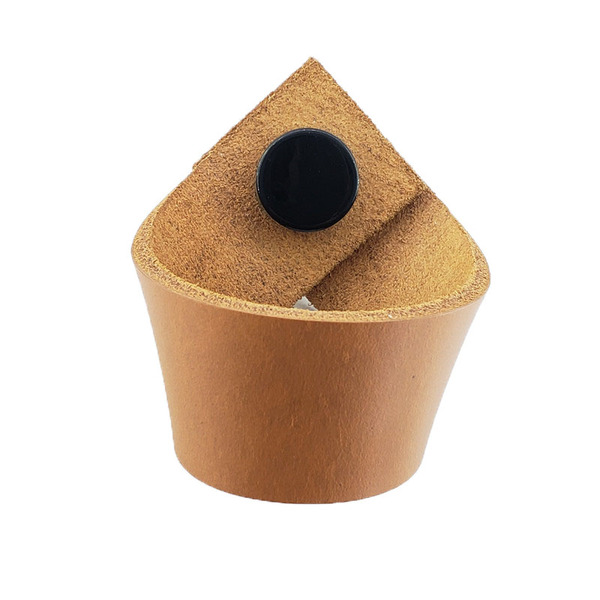 Puxador Coxi Tampa - Couro Legítimo Marrom - Tampa Preta