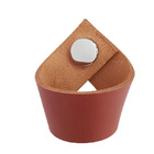 Puxador Coxi Tampa - Couro Legítimo Mogno - Tampa Cromada