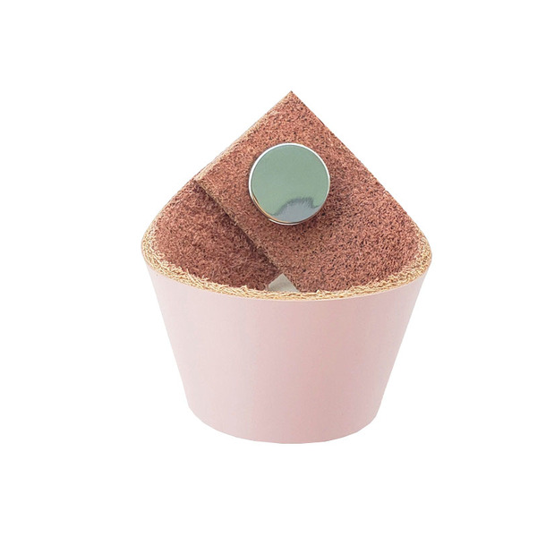 Puxador Coxi Tampa - Couro Legítimo Rosa - Tampa Cromada