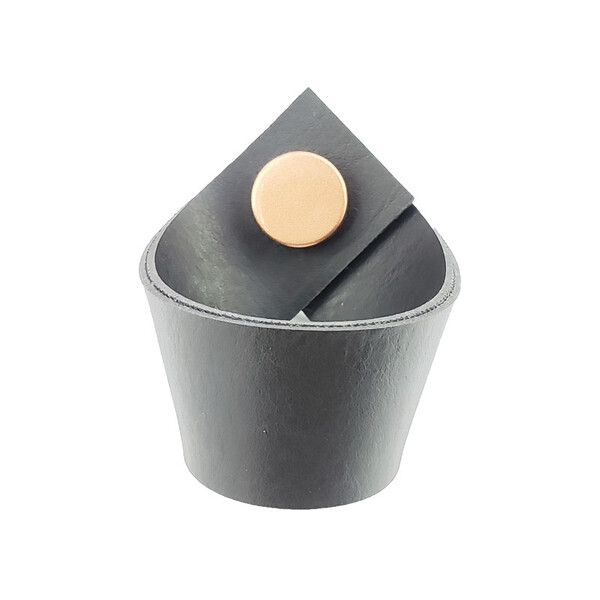 Puxador Coxi Tampa - Textura De Couro Preto - Tampa Cobre