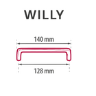 Puxador de Móvel Zamac Prata Escovado 128mm 1 Peça Willy Inspire
