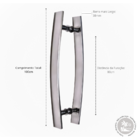 Puxador De Porta 100cm X 38mm Alumínio 7012 Curvo Barra Chata