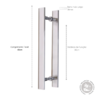 Puxador De Porta 40cm X 25mm Alumínio 7003 Reto Barra Chata C