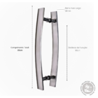 Puxador De Porta 80cm X 38mm Alumínio 7012 Curvo Barra Chata