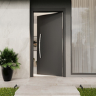 Puxador de Porta Pivotante e de Correr de Madeira Vidro e Aço em Aço Inox Prata Brilhante Tubular Curvo 80cm Vesfer