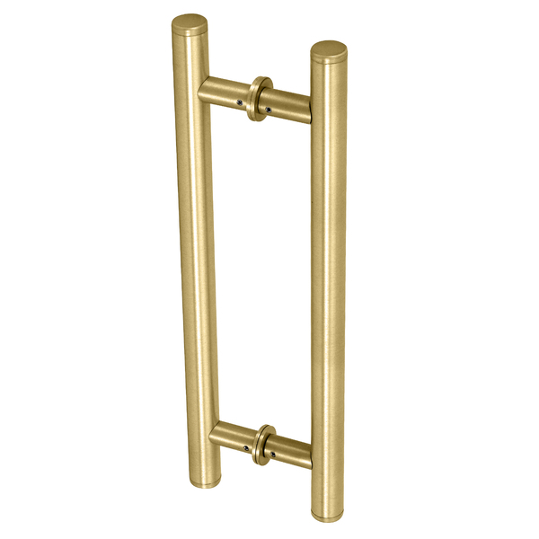 Puxador de Porta Pivotante e de Correr de Madeira Vidro e Aço Alumínio Dourado Brilhante Tubular Reto 30cm Vesfer 3008