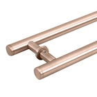 Puxador de Porta Pivotante e de Correr de Madeira Vidro e Aço Alumínio Rose Gold Brilhante Tubular Reto 30cm Vesfer 3008