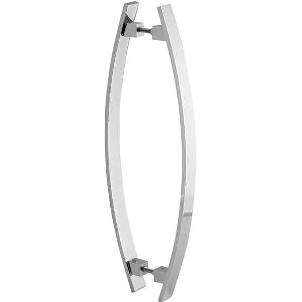 Puxador De Porta Barra Curva Arco Cromado 40cm