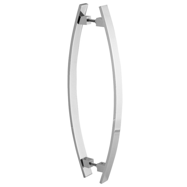 Puxador De Porta Barra Curva Arco Cromado 80cm