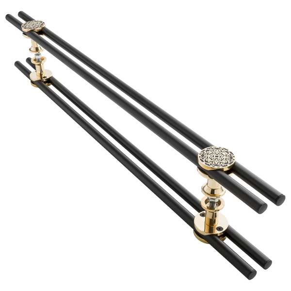 Puxador De Porta De Correr Madeira E Vidro 1mt Gold