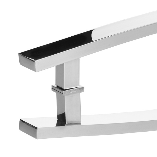 Puxador De Porta De Madeira 100cm Barra Chata Curvo Polido