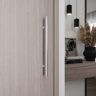 Puxador de Porta Pivotante e de Correr de Madeira Vidro e Aço em Alumínio Polido Tubular Reto 60cm Vesfer