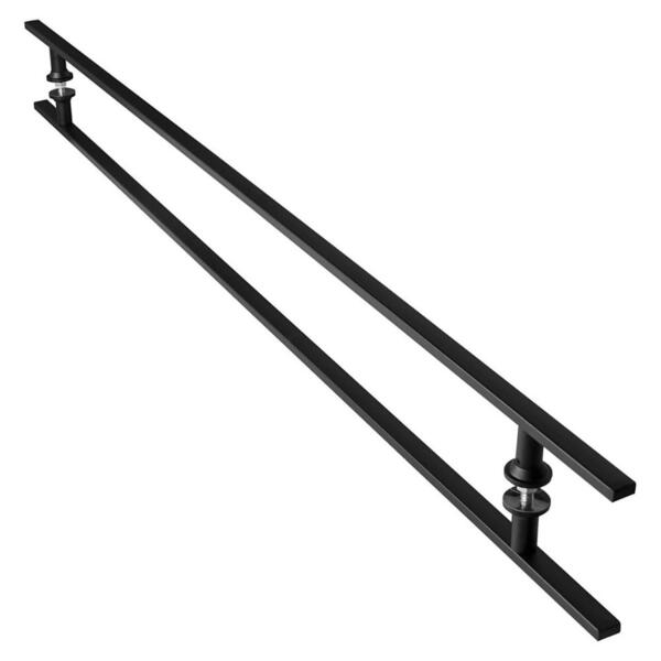 Puxador De Porta Preto Inox Vidro Pivotante 150 Cm M.s