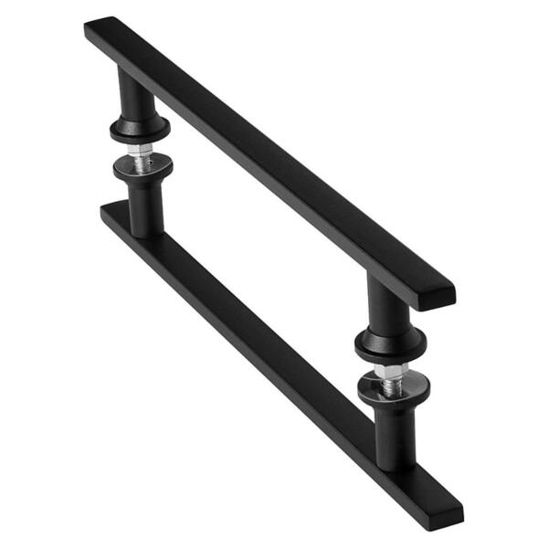Puxador De Porta Preto Inox Vidro Pivotante 20cm M.s