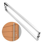 Puxador De Porta U Luxo Inox Escovado 60 Cm Madeira Vidro