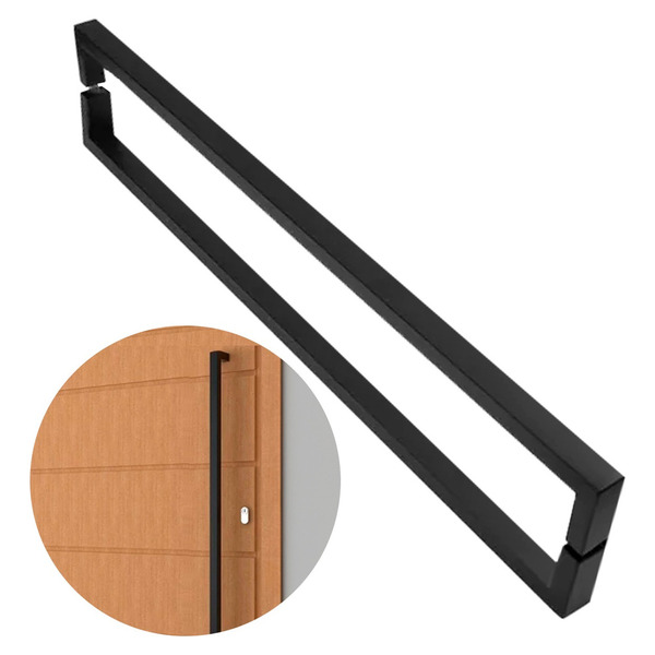 Puxador De Porta U Preto Inox Escovado 1 Metro Madeira Vidro