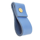Puxador Doba Parafuso - Couro Legítimo Azul - Parafuso Dourado