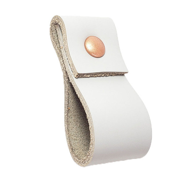 Puxador Doba Parafuso - Couro Legítimo Cinza - Parafuso Cobre