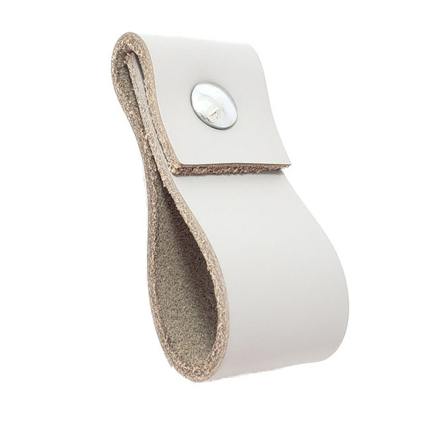 Puxador Doba Parafuso - Couro Legítimo Cinza - Parafuso Prata