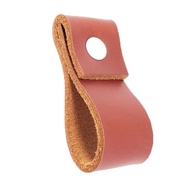 Puxador Doba Parafuso - Couro Legítimo Mogno - Parafuso Branco