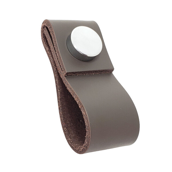 Puxador Doba Tampa - Couro Legítimo Marrom Escuro - Tampa Cro