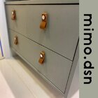 Puxador Doba Tampa - Couro Legítimo Preto - Tampa Branca