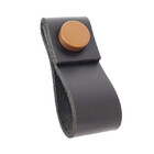 Puxador Doba Tampa - Couro Legítimo Preto - Tampa Marrom