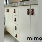 Puxador Doba Tampa - Couro Legítimo Preto - Tampa Rose Gold