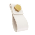 Puxador Doba Tampa - Textura De Couro Creme - Tampa Dourada