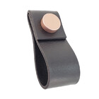 Puxador Doba Tampa - Textura De Couro Preto - Tampa Rose Gold