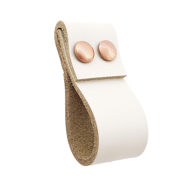 Puxador Dobatwo Parafuso - Couro Legítimo Creme - Parafuso Co