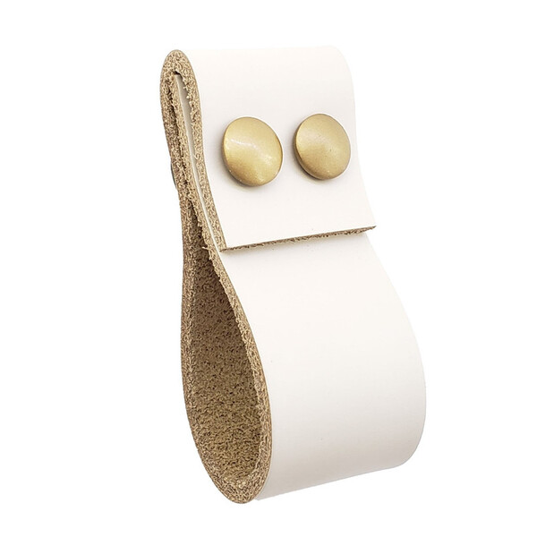 Puxador Dobatwo Parafuso - Couro Legítimo Creme - Parafuso Do