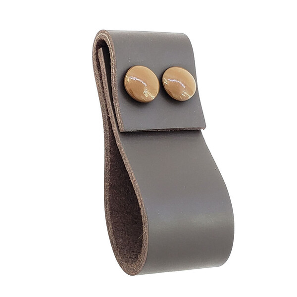 Puxador Dobatwo Parafuso - Couro Legítimo Marrom Escuro - Par