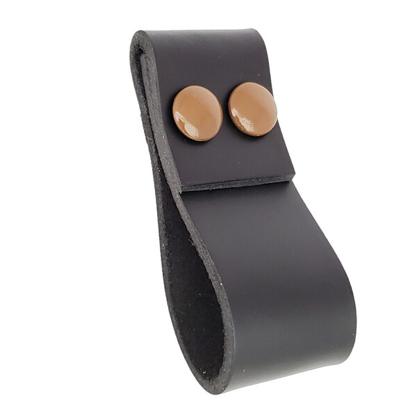 Puxador Dobatwo Parafuso - Couro Legítimo Preto - Parafuso Ma