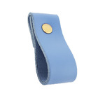 Puxador Dobi Parafuso - Couro Legítimo Azul - Parafuso Dourado