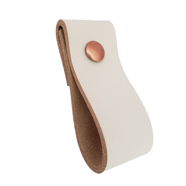 Puxador Dobi Parafuso - Couro Legítimo Creme - Parafuso Cobre