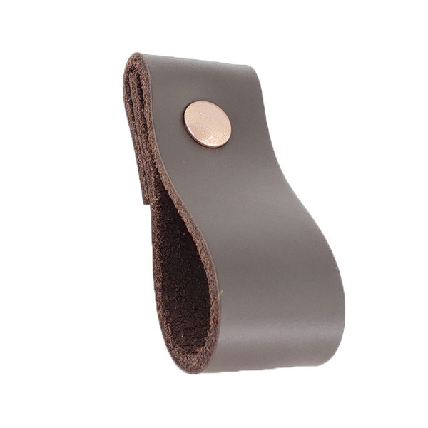 Puxador Dobi Parafuso - Couro Legítimo Marrom Escuro - Parafu